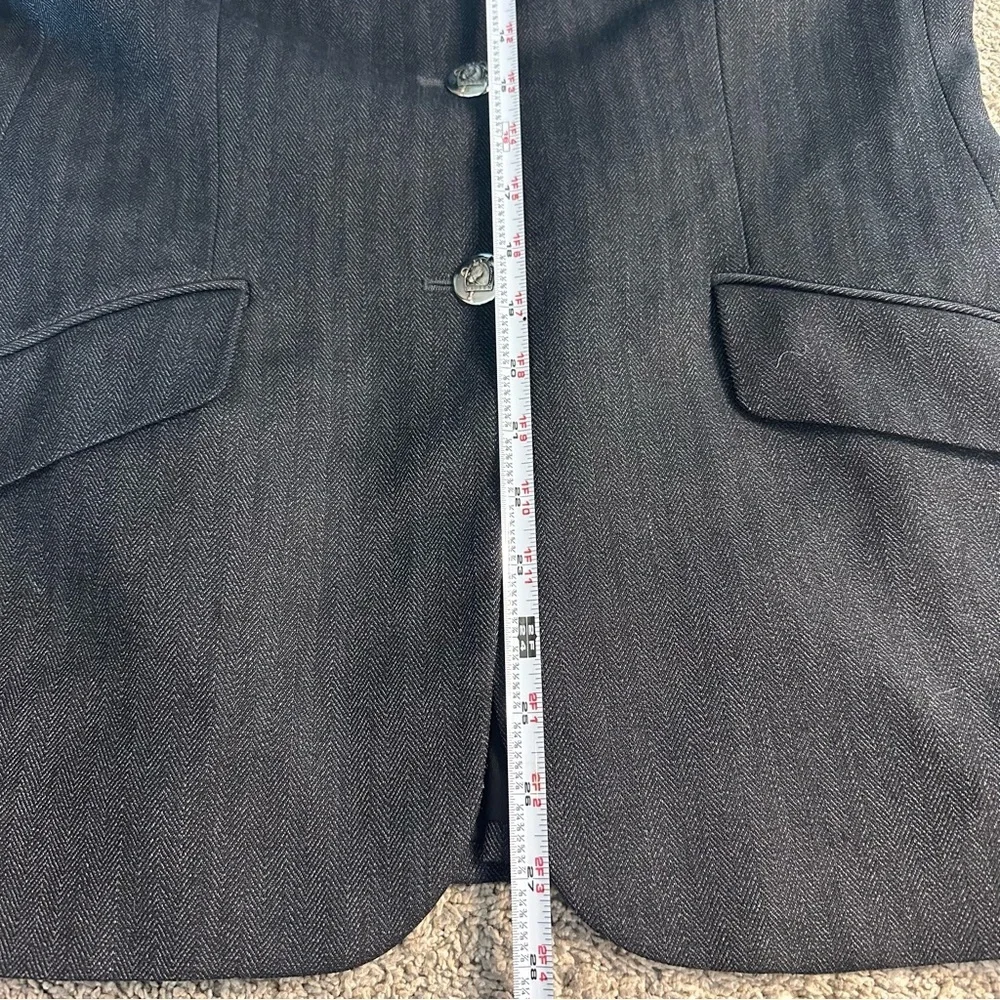 Lauren Ralph Lauren Equestrian Herringbone Wool blazer 10 gray preppy old money - Picture 11 of 13
